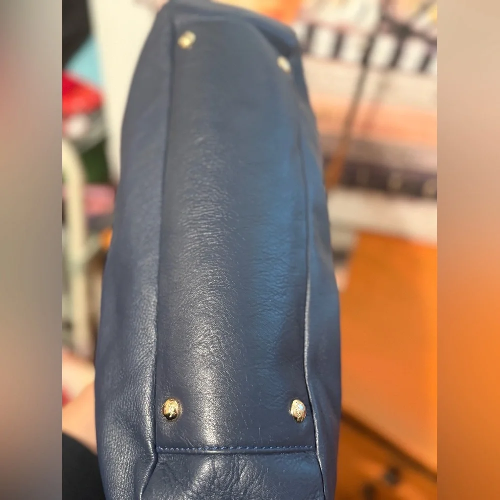 Salvatore Ferragamo Navy Gancini Braided Tote Bag VGUC - Picture 8 of 16